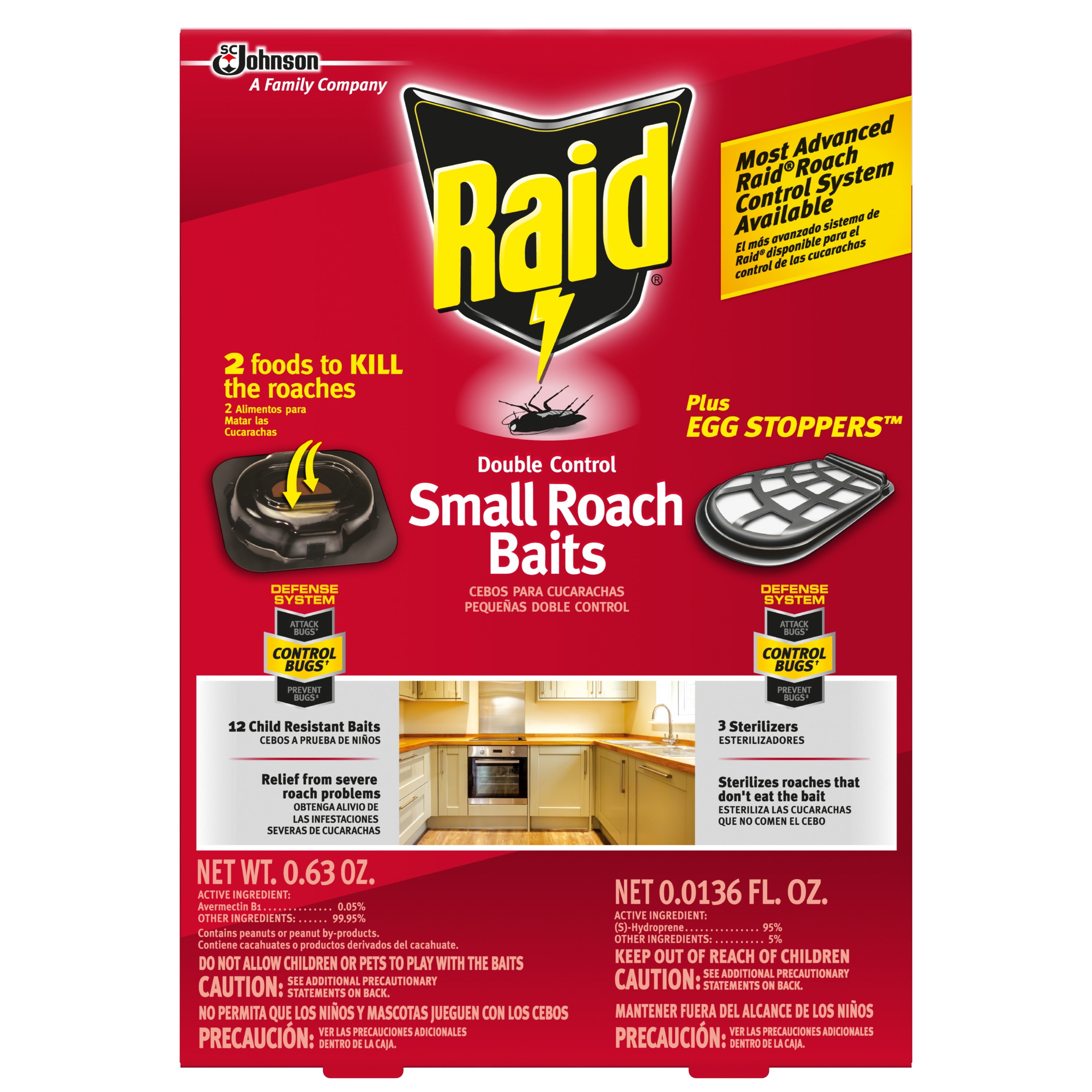 Raid® Double Control Small Roach Baits Plus Egg Stoppers for Cockroaches,  12 ct & 3 ct 