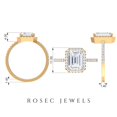 thumbnail image 4 of Statement Emerald Cut Moissanite Halo Engagement Ring - 7X9 mm (3.75 CT), 14K Yellow Gold, US 10.00, 4 of 8
