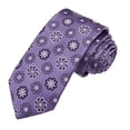 thumbnail image 6 of Jacob Alexander Men's Woven Floral Pattern Slim 2.5 inch Width Neck Tie - Purple Black, 6 of 7