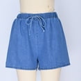 thumbnail image 6 of Mqqzkk Women's Denim Shorts, Elastic Wasit Mid Rise Loose Fits Stretchy Jeans Short Pants Straight Leg Comfy Shorts, 6 of 7