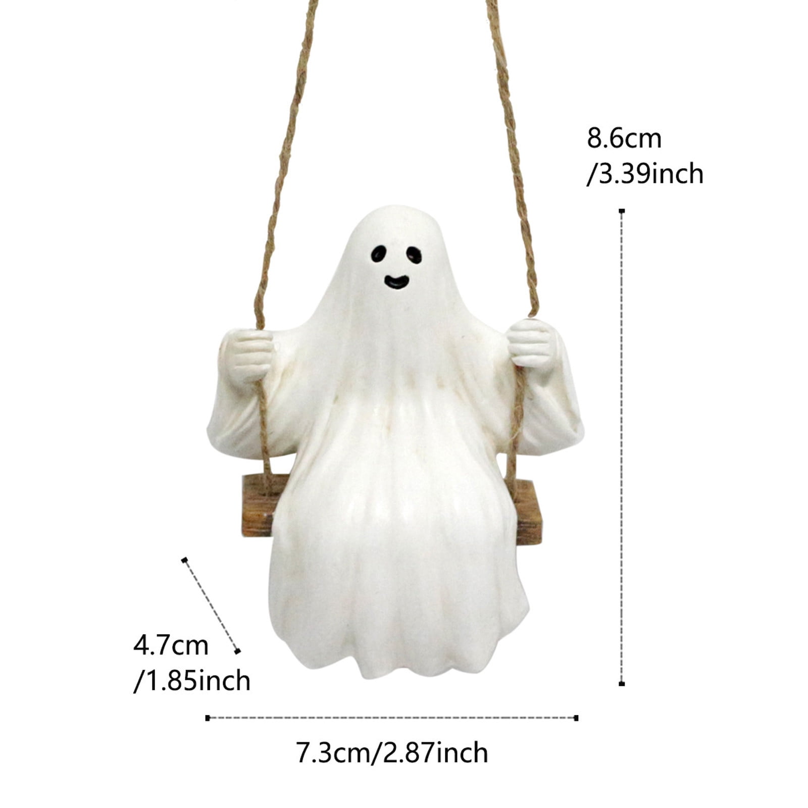 2 Statuettes Fantômes Halloween En PVC - Déco Effrayante Mignonne, 7.69x6x5.6 Cm, Blanc Et Noir