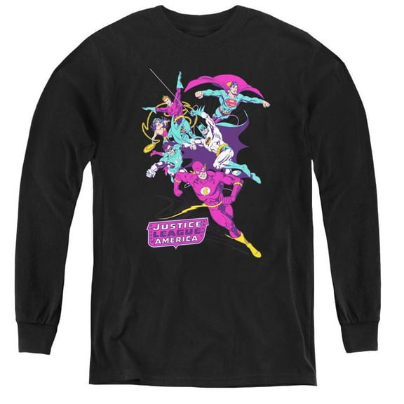 Justice League of America Colorful League Youth Long Sleeve Tee / T-Shirt