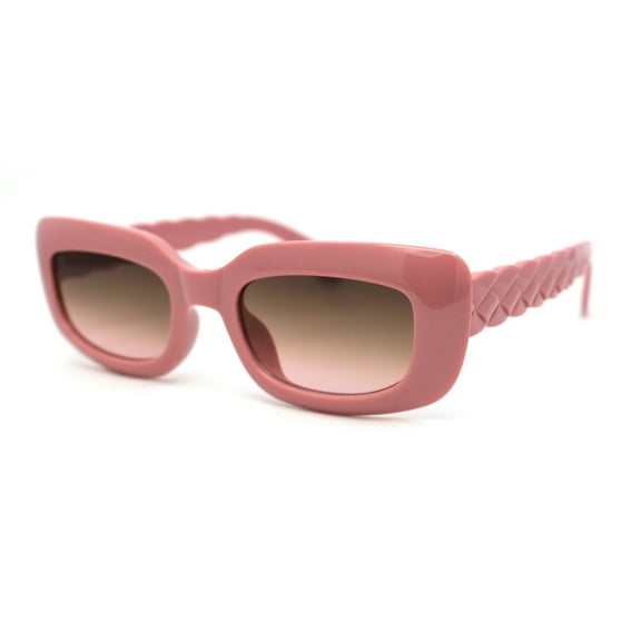 Womens Mod Rectangle Subtle Weave Pattern Arm Sunglasses Pink - Brown