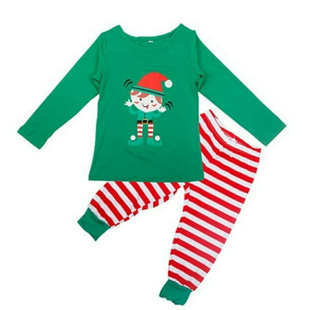 

Christmas Family Holiday Pajamas Matching Sets Print Christmas Top Sleepwear Set Matching Family Christmas Pajamas Set for Adults and Kids Printed Top and Striped Pants Jammies Sleepwear 4t Child