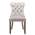 thumbnail image 6 of Hassch Velvet Fabric Chairs Set of 2, Upholstered Dining Chair with Button Tufted Back and Wood Legs for Living Room, Kitchen, Beige & Wood, 6 of 10
