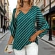 thumbnail image 1 of TaTaai Women's Fashion Striped Print Elegant V-Neck Three-Quarter Sleeve Top Gift, 1 of 7