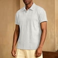 thumbnail image 4 of Men's Collared Shirts Short Sleeve Big and Tall Solid Lapel Button Casual Fashion Business T-Shirt, 4 of 9