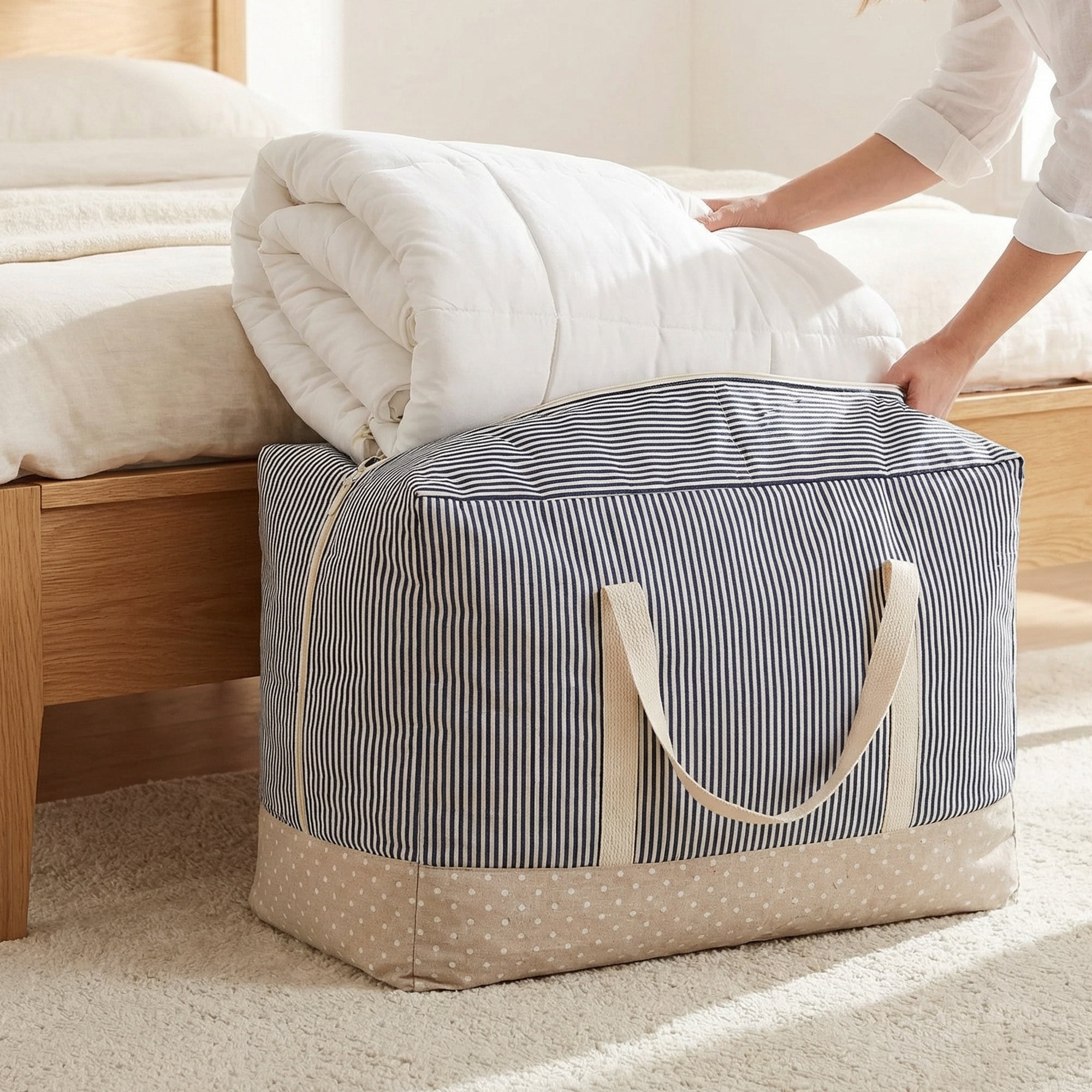 Unique Bargains Clothes Storage Bag for Closet Organizer Blue 16.9"x13.8"x7.9"