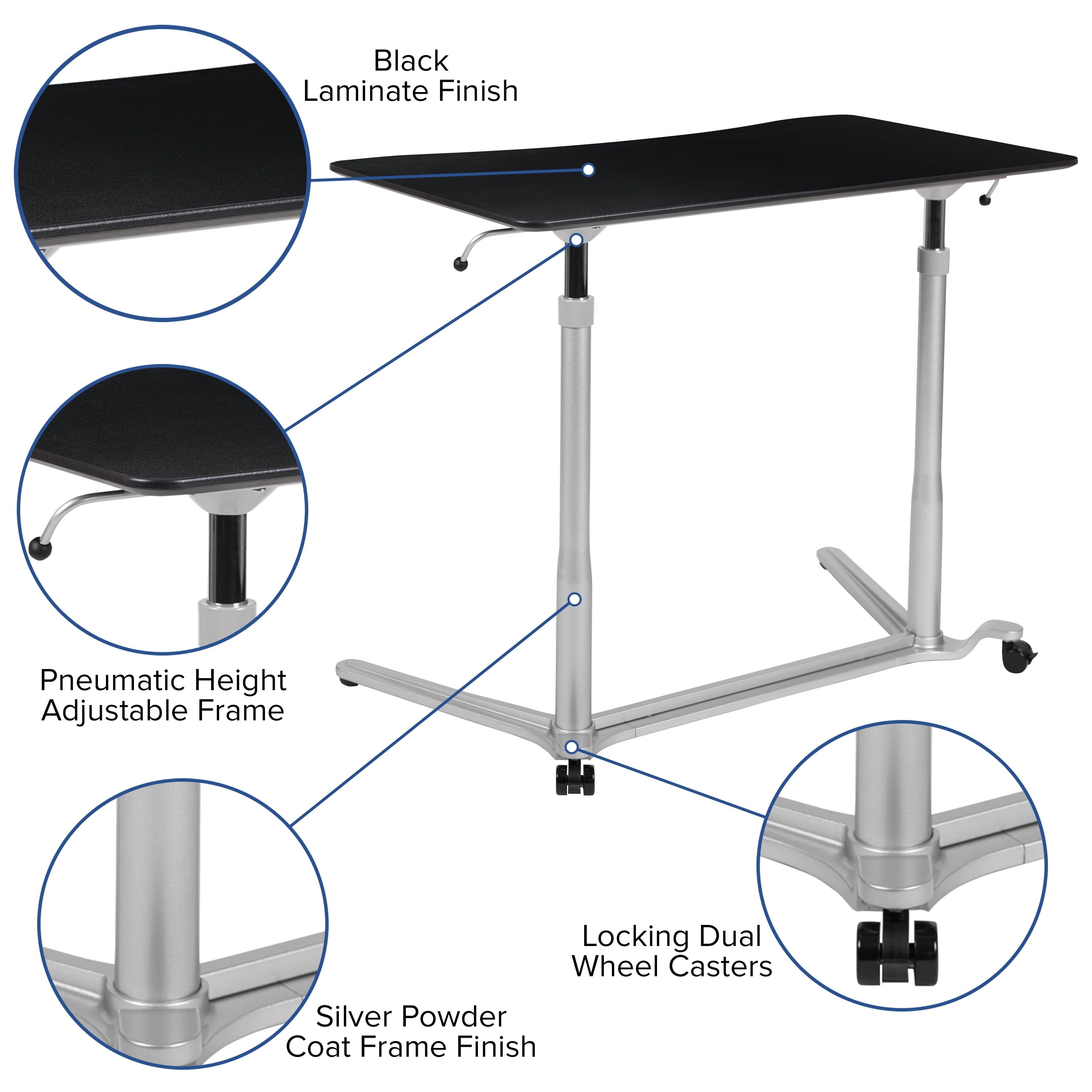 Emma + Oliver Sit-Down, Stand-Up Black Ergonomic Computer Desk - Standing Desk
