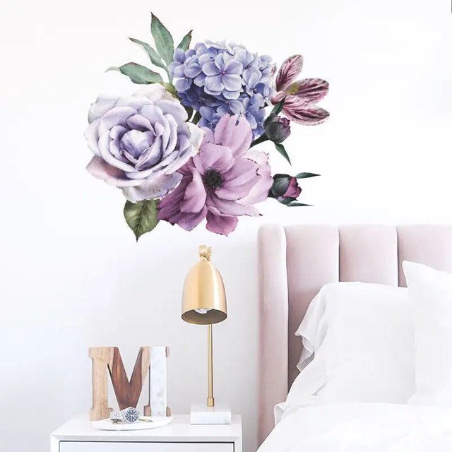 Pegatinas de flores para fondo de pared de sala de estar, pegatinas de decoración de pared de dormitorio, papel tapiz autoadhesivo