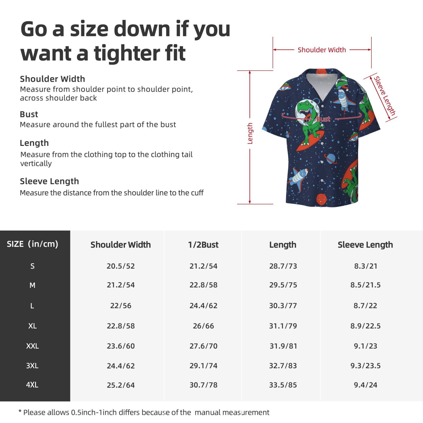 Kdxio Men'S Hawaiian Shirt For Men Short Sleeve Shirt Dinosaur Astronaut Space Surfing Summer Casual Holiday Beach Button Down T-Shirts
