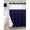 thumbnail image 6 of No Hook Shower Curtain with Snap in Liner, Independence Day Watercolor Star Waterproof Bath Curtain Double Layers with See Through Top Window, July 4th Stars Navy Blue Hotel Shower Curtains 60x72in, 6 of 9