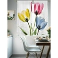 thumbnail image 4 of Blue Red Yellow Tulips Sheer Curtains 72 Inches Long 2 Panels Transparent Flowers Light Filtering Semi Sheer Window Curtains Drapes for Bedroom Living Room 52"x72", 4 of 7