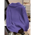 thumbnail image 5 of Womens Boat Neck Casual Sweater Short Sleeve Trendy Spring Top Fashion Cardigan Purple L, 5 of 5