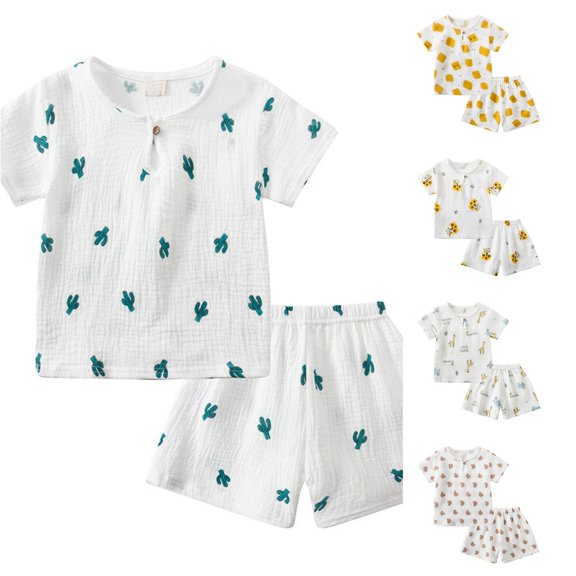 VOUZZA Kids Graphic 2 Piece Shorts Set Short Sleeve T Shirt and Shorts Boys Summer Clothes Toddler Kids Outfit Relaxed Fit