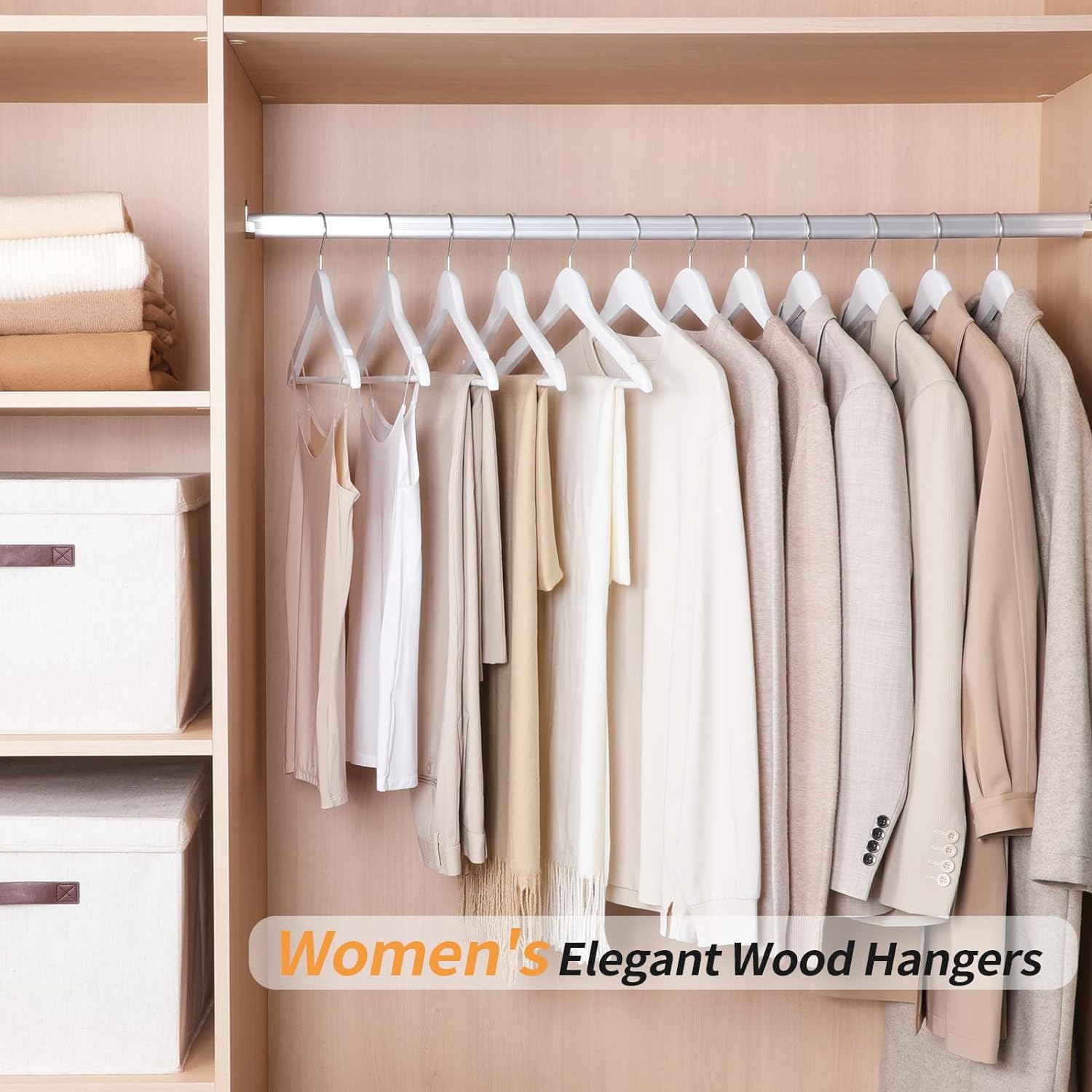 Wood Suit Clothes Hangers for Closet Organizer, Black, 30-Pack