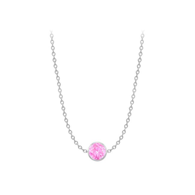 Fine Jewelry Vault UBUYPS110014W16 Diamond By The Yard Created Pink Sapphire Necklace on 14K White Gold Bezel Set 1... by Fine Jewelry Vault