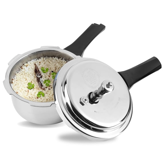 Vinod Platine Triply Autocuiseur à Couvercle Extérieur en Acier Inoxydable -68 oz, Compatible Induction, Certifié ISI, Petit Autocuiseur pour Repas Rapides, Argent