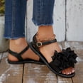 thumbnail image 6 of Women's Fashionable Summer Floral Pointed Toe Flat Sandals-Solid Color Flower Casual Slippers Black 43, 6 of 9