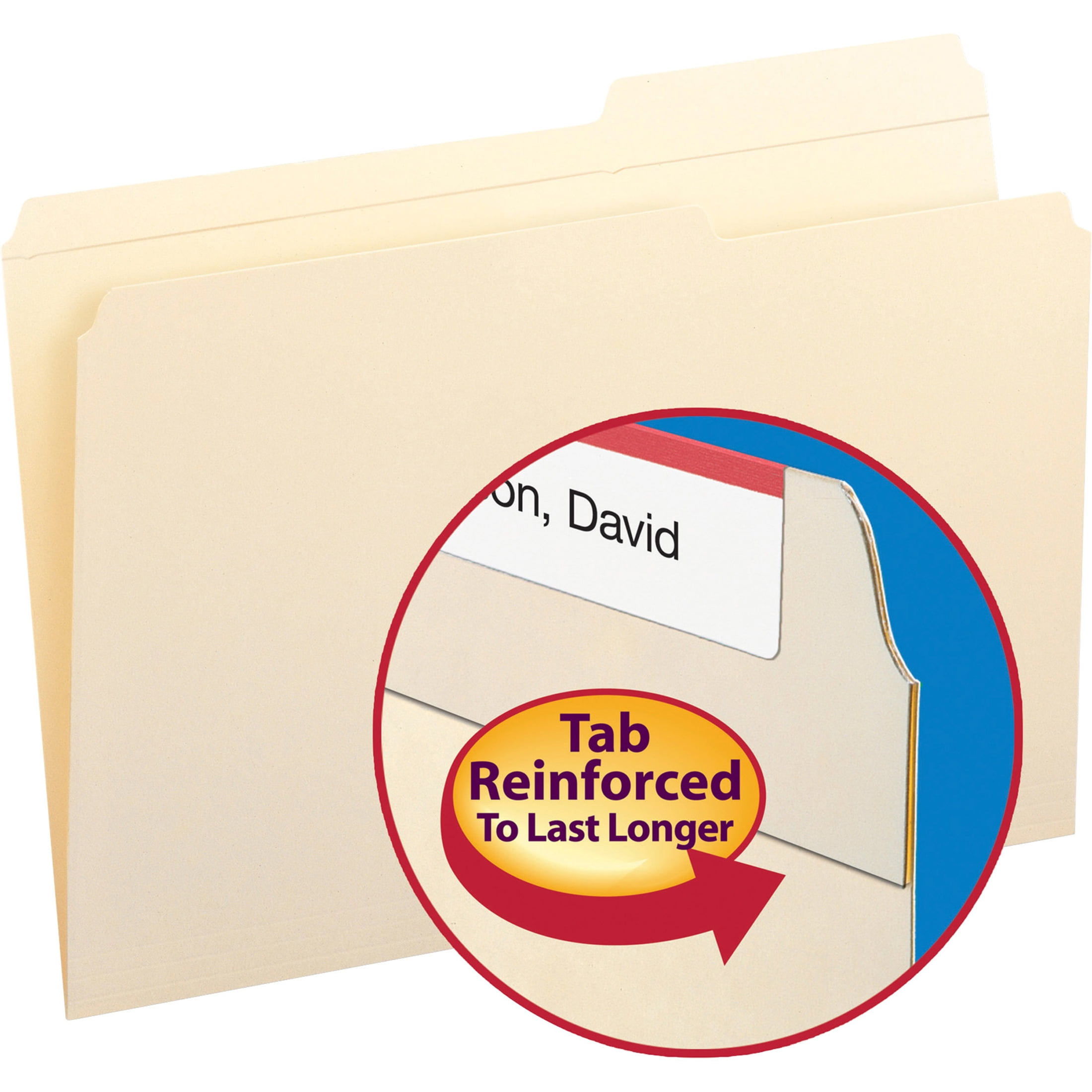 Smead, SMD15386, File Folders with Reinforced Tab, 100 / Box, Manila