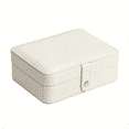 thumbnail image 4 of Ladies' portable small jewelry box (white), girls' double-layer display storage box, can store earrings, rings, necklaces, leather travel jewelry box, 4 of 4
