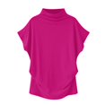 thumbnail image 3 of Blouse Décontractée en Coton à Manches Courtes Col Roulé pour Femmes, T-shirt Grande Taille, 3 of 4