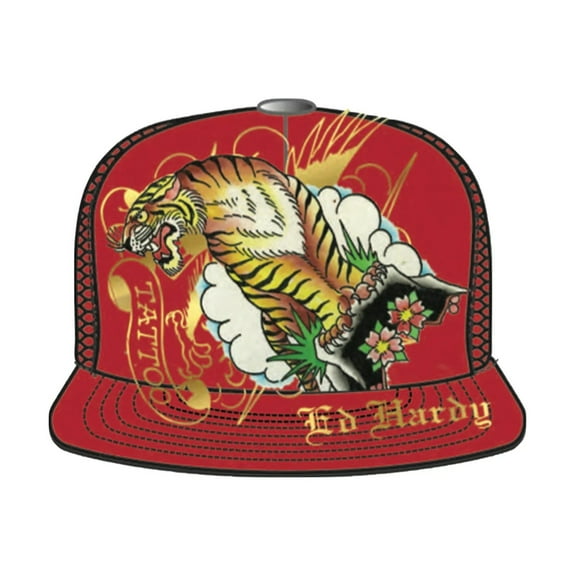 Ed Hardy Tiger Mountain Trucker Rhinestone Hat One Size Red - EHH0001-46RS
