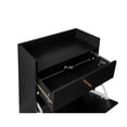 thumbnail image 4 of Hassch Rattan Shoe Storage Cabinet with 2 Flip Drawers and 1 Drawer for Entryway, Wood Slim Hidden Shoe Rack Organizer, 23.7"L x 9.45"W x 43.43"H, Black, 4 of 10