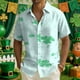 thumbnail image 1 of Ceisia Men's St. Patrick's Day Clover Print Short Sleeve Button-Down Shirt Collection | Gradient Clover Scatter Print Button-Up Shirt Gifts, 1 of 8