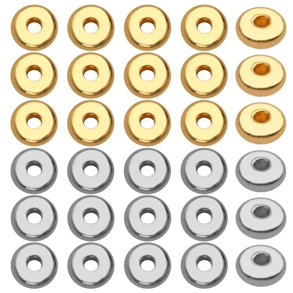 200pcs 8mm Flat Round Rondelle Spacer Beads Disc Spacers Loose Beads Jewelry Metal Spacers for DIY Bracelet Necklace Crafts,Gold and Silver