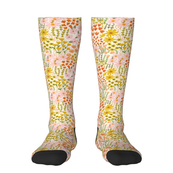 Yiaed wild meadow flowers Print Great elasticity Adult Stockings Sports socks for Men and Women