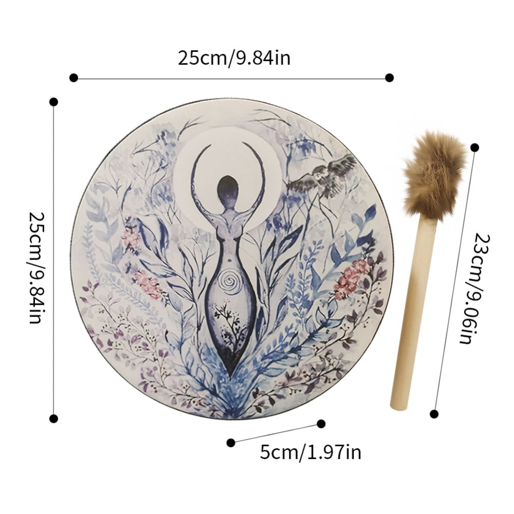Hand Drum, Handmade Shamanic Drum Musical Percussion Instrument Colorful Wood Frame Drum with Drum Stick