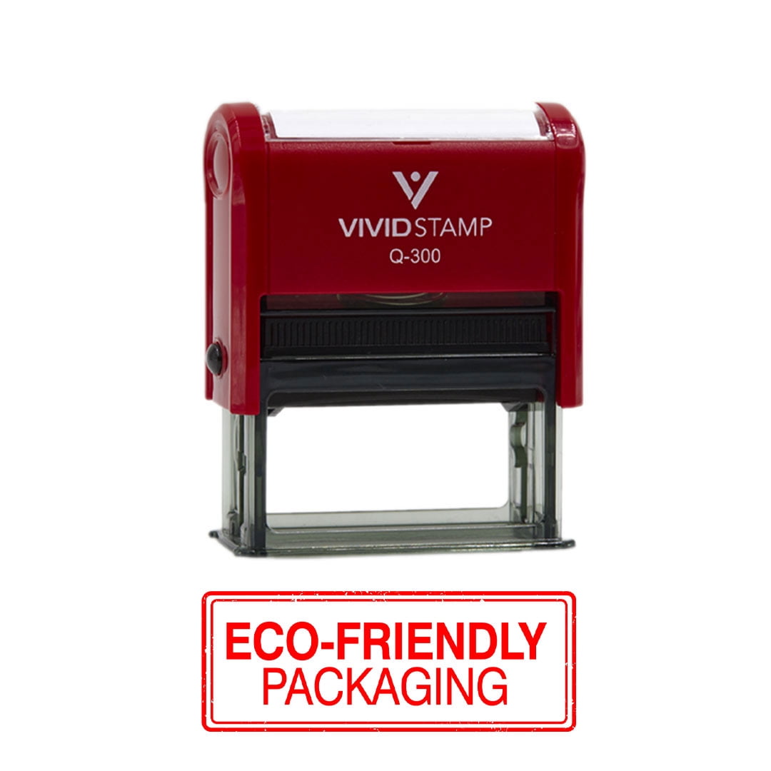 (3 pack) All Quality Eco-Friendly Packaging Self-Inking Rubber Stamp | Professional Business Branding (Red Ink) - Q-200