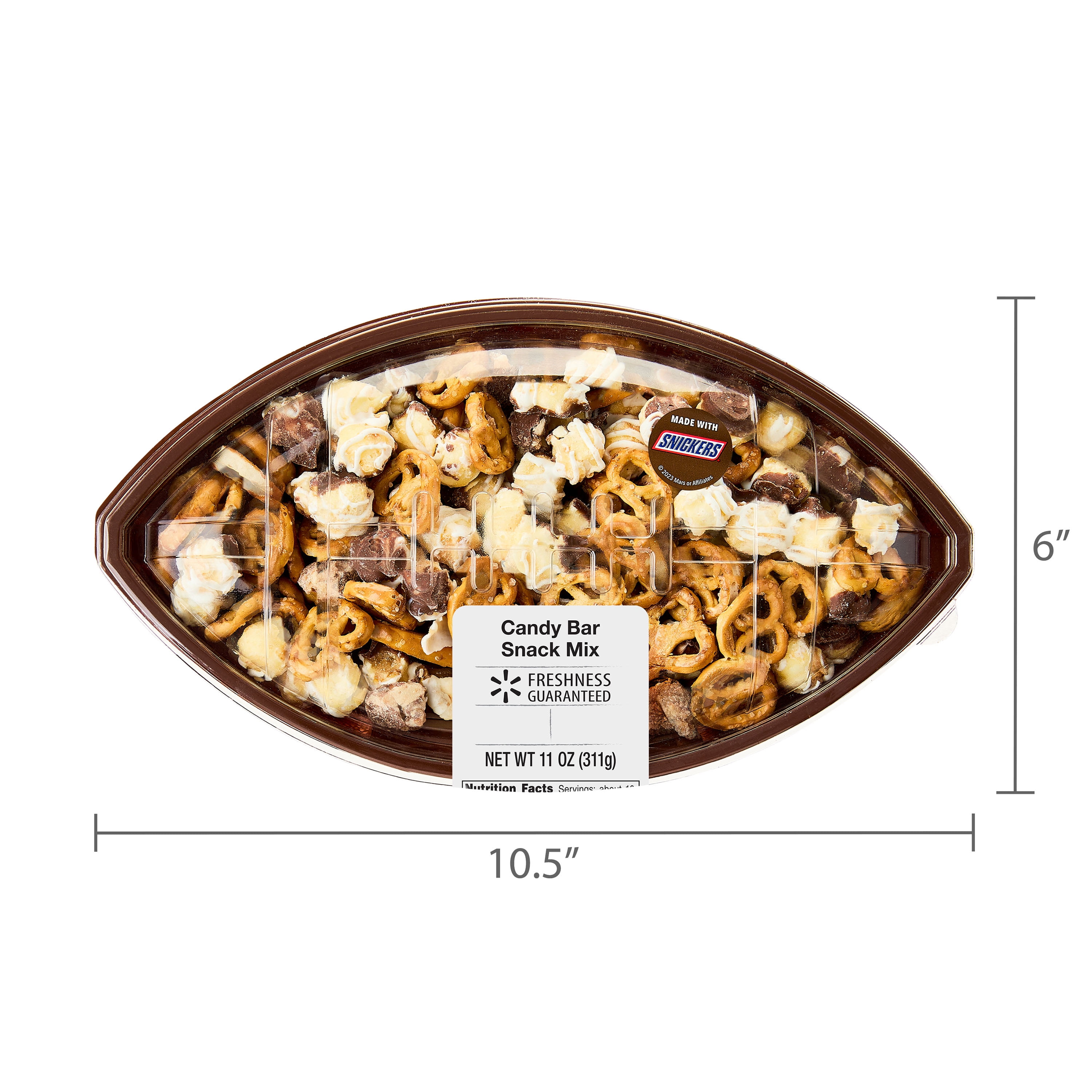 Freshness Guaranteed Candy Bar Snack Mix in Football-Shaped Container, 11 oz (Shelf Stable)