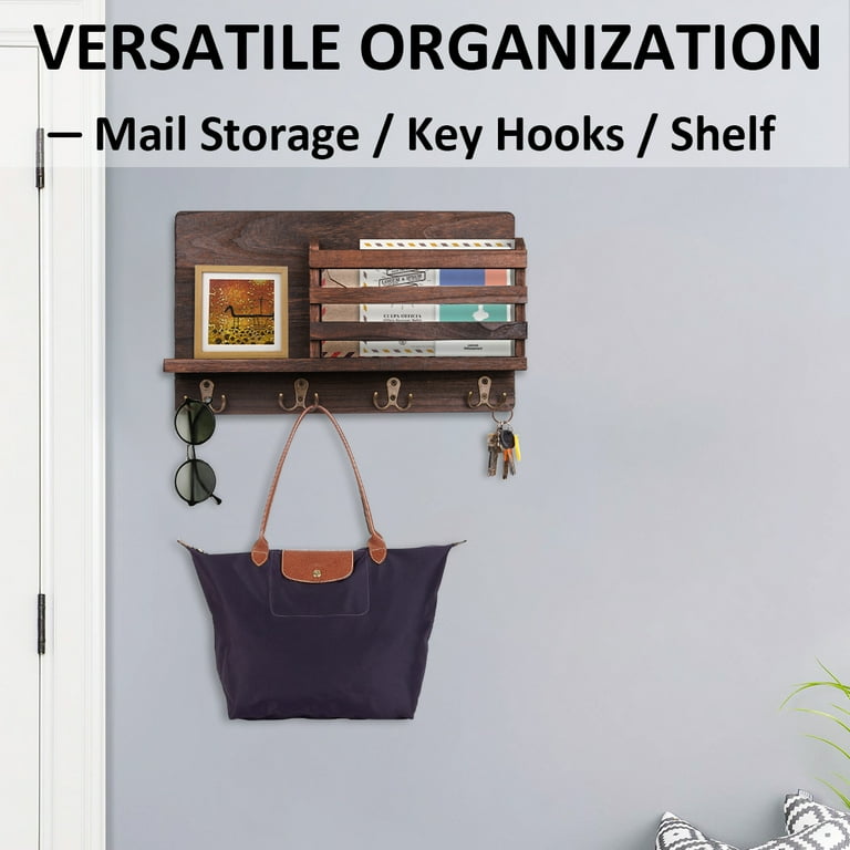 Wall Shelf Organizer with Hooks and Mail Slot - Back2School 2015