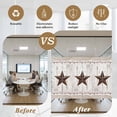thumbnail image 5 of Farmhouse Window Privacy Film, Rustic Brown Country Star Barn Berry Wooden Static Cling UV Sun Blocking Heat Control Window Tint Day and Night, Non-Adhesive One Way Windows Privacy Cover 23.6''x59'', 5 of 7