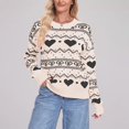 thumbnail image 2 of VISALY Womens Heart Sweater Heart Sweater with Bow Dressy Tops Dressy Sweaters Fitted Sweaters Business Casual Sweater Fall Tunic Top Lightweight Sweaters Soft Sweaters Fall Sweater Beige L, 2 of 4