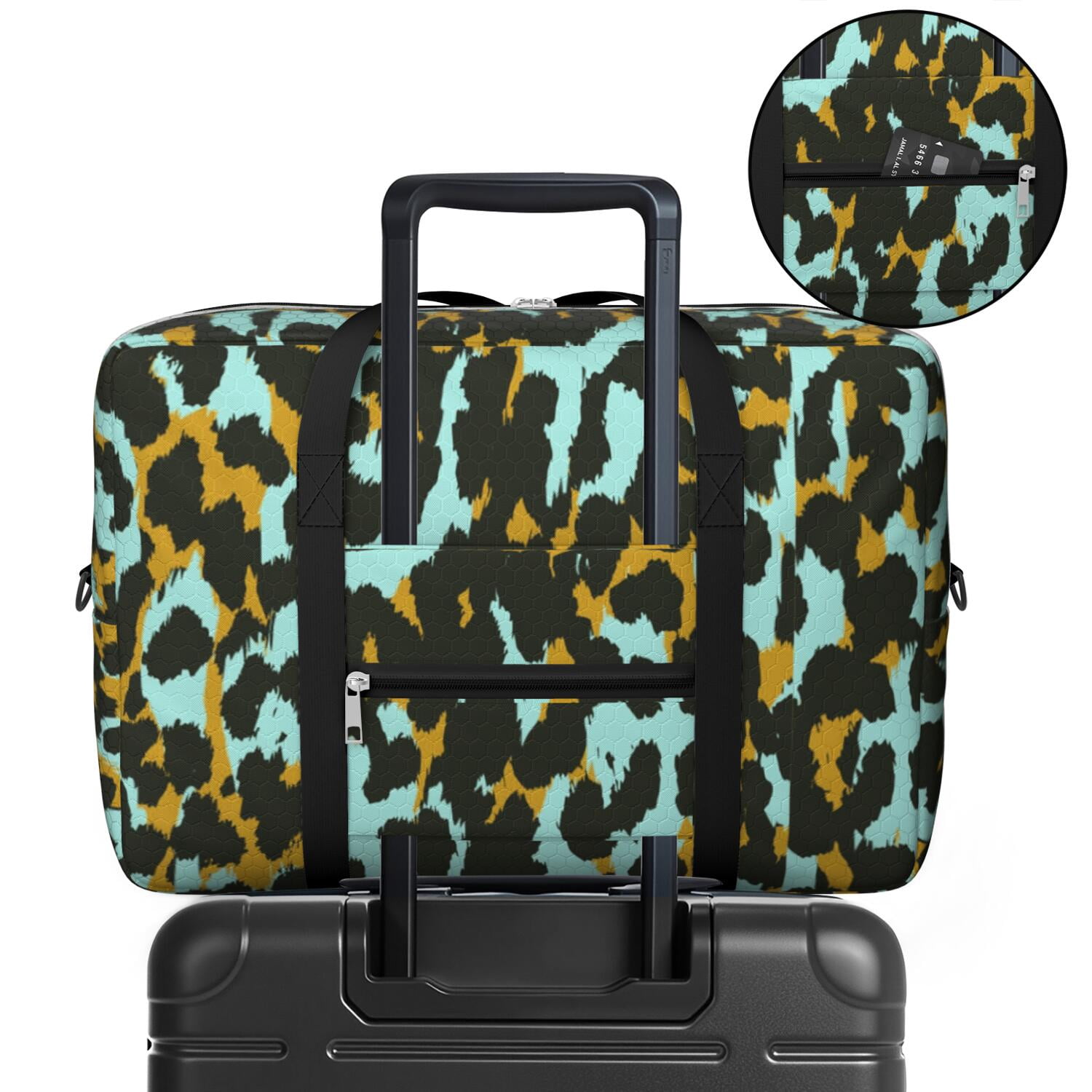 For Spirit Airlines Personal Item Bag 18x14x8 Inch, Boho Floral Weekender Travel Bag, Foldable Travel Duffel Bag Underseat Carry on Bag with Luggage Sleeve for Women and Men 30L