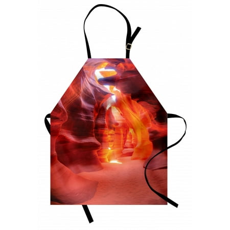 

Americana Apron Sunbeam Piercing Through Sandstone at High Noon in Antelope Canyon Picture Unisex Kitchen Bib Apron with Adjustable Neck for Cooking Baking Gardening Orange Red Coral by Ambesonne