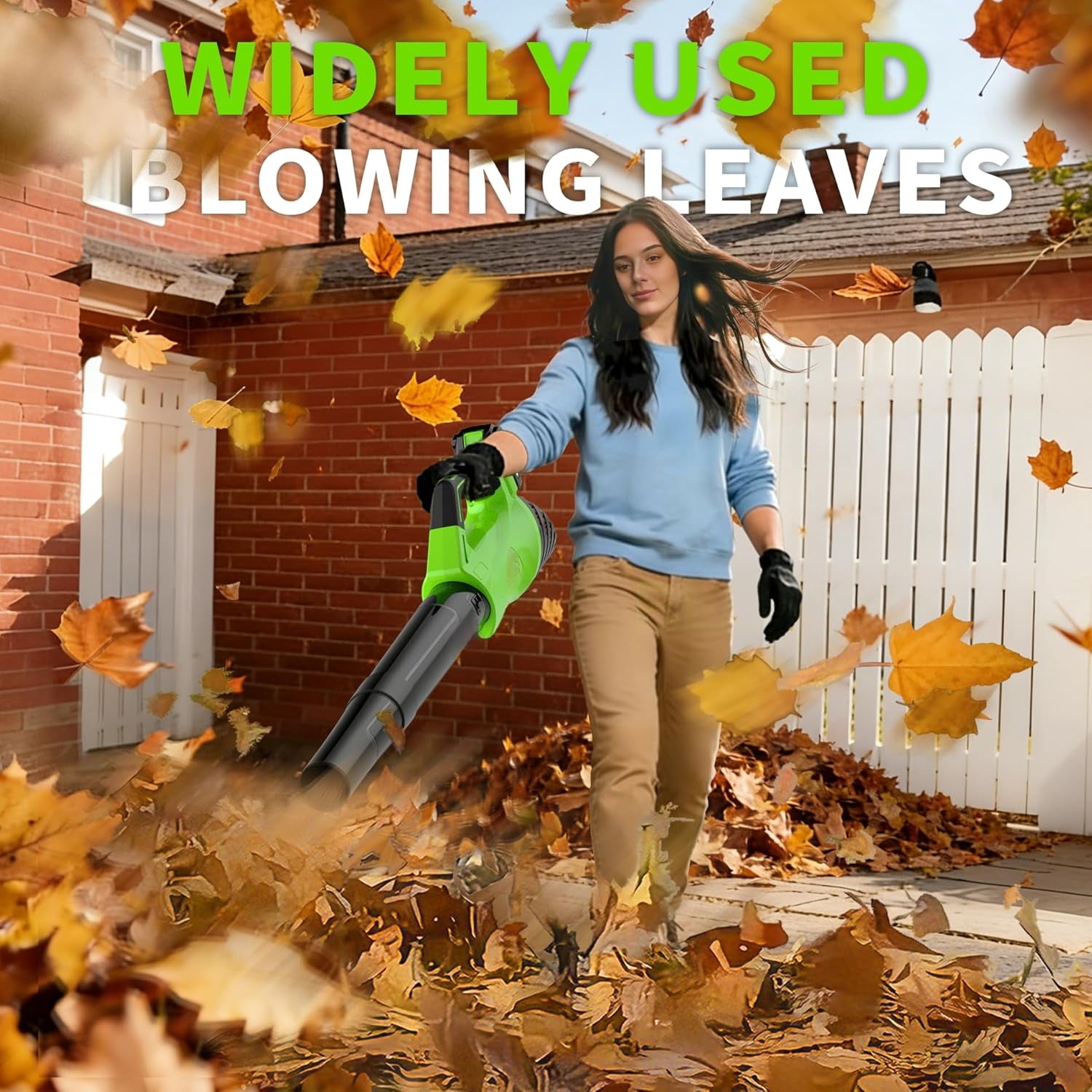 2026 Upgrade Leaf Blower, Leaf Blower Cordless with 2 * 2.6AH Batteries and Fast Charger, 450CFM &150MPH and 2 Speed Mode, Lightweight Electric Leaf Blowers for Lawn, Yard, Leaves, Dust Car (Green)