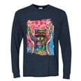 thumbnail image 3 of Dean Russo Cosmic Trash Panda Animal Lover Mens Long Sleeve Shirt, Vintage Heather Navy, 3X-Large, 3 of 6