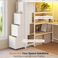 thumbnail image 5 of Twin Loft Bed with 8 Storage Drawers and Desk, Metal Loft Twin Beds with LED Lights & Charging Station & Storage Shelves & Staircase for Teens/Adults, Multifunctional Loft Bed Frame, White, 5 of 9