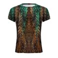 thumbnail image 4 of Moda mujer cuello redondo impresión camisa camisetas manga corta verano camiseta Tops blusa Pompotops hkajfhjk462909, 4 of 5