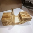 thumbnail image 3 of Boîte à Coudre Pliable en Bois Compartiments Panier de Couture Naturel, 3 of 3