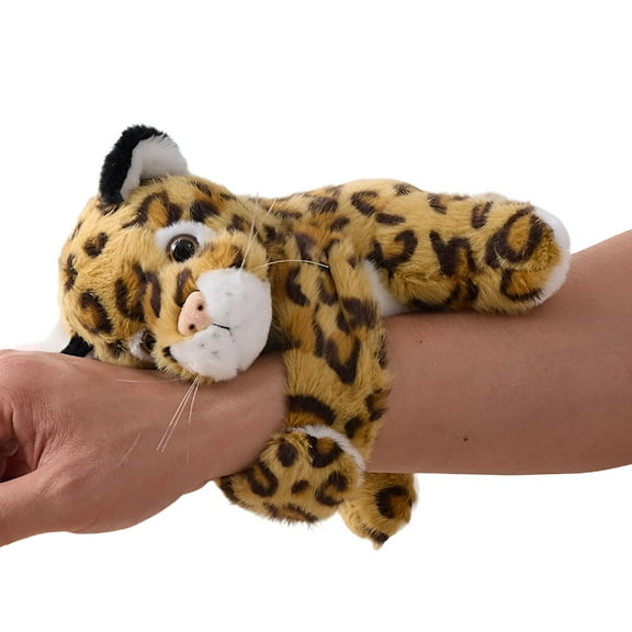 BESTSKY Kids Gifts Stuffed Animal Cat Slap Bracelets,Fluffy Wild Animal Snap Bracelet for Kids,First Day Back to School 5.9 Inch Plush Wrist for Child Pet Adoption Party Favors