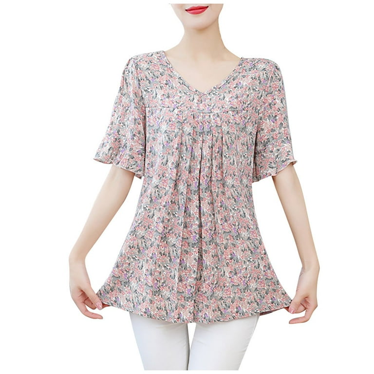 Round Neck Short Sleeve Printed Chiffon Shirt Female Simple Commuting  Stitching Thin Section Pullover Blouse Women Spring Summer - AliExpress