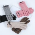 thumbnail image 2 of UTSJKR Women's Cute Bowtie Winter Warm Wool Touchscreen Gloves Thick Soft Comfortable Casual Solid Color Gloves Pink, 2 of 3