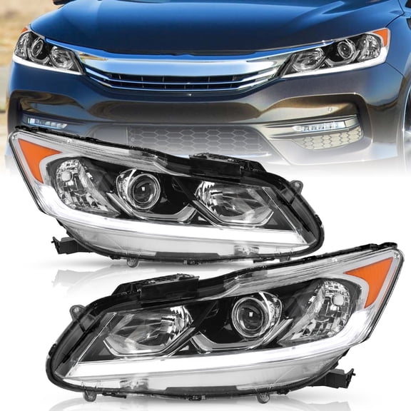 For 2016-2017 Honda Accord OE Style Halogen W/LED DRL Headlights Assembly Pair