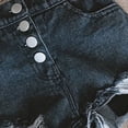 thumbnail image 6 of AHTJRT Denim Shorts for Girls Front Button Elastic Waistband Retro Distressed Jean Shorts Funky Streetwear Teen Girls Spring Summer Bottoms Black 9-10 Years, 6 of 9