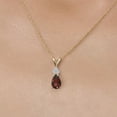 thumbnail image 3 of Gem Stone King 14K Yellow Gold Red Garnet and White Lab Grown Diamond Pendant Necklace for Women | 1.04 Cttw | Gemstone January Birthstone | Pear Shape 8X5MM | With 18 inch Chain, 3 of 6
